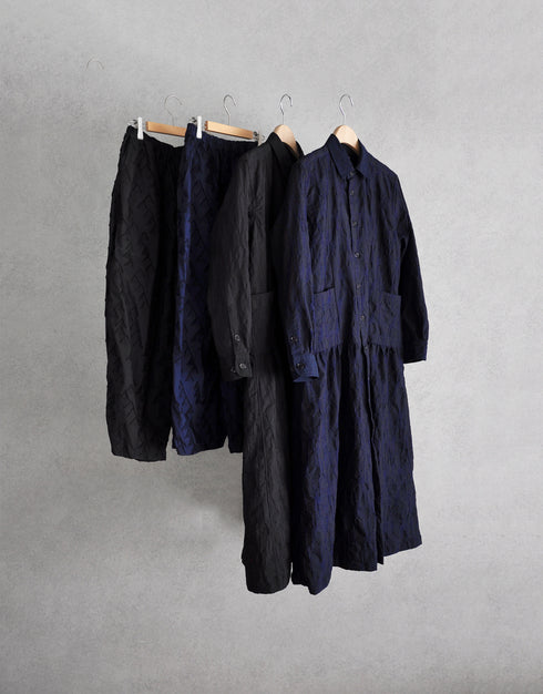 タックドビーの4ギャザーシャツドレス