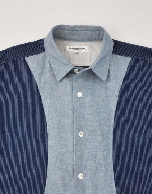 インディゴオックスのカーブラインシャツ