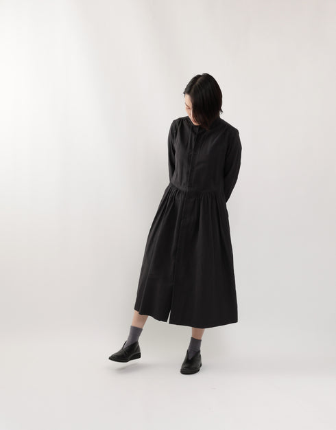 コットンウールのギャザーシャツドレス