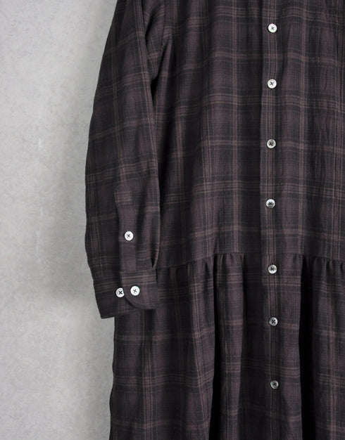 コットンウールの4ギャザーシャツドレス