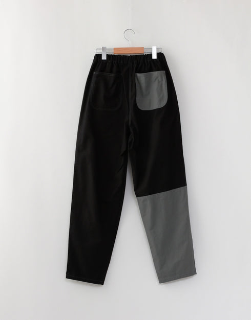 バックサテンのパッチワークパンツ