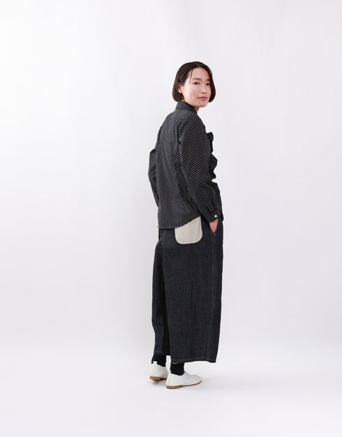 パターンドフリルシャツ