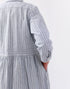 オックスストライプのギャザーシャツドレス