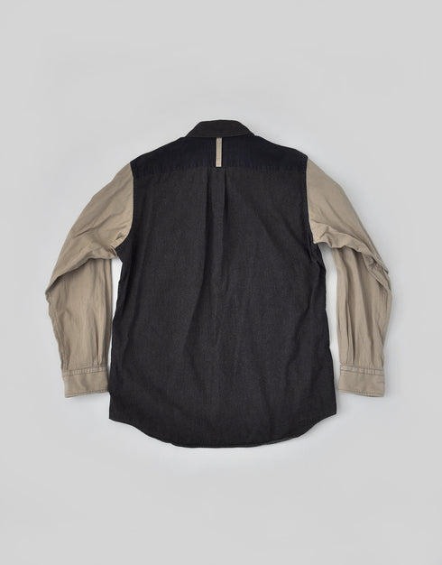 コットンピケのパッチワークシャツ