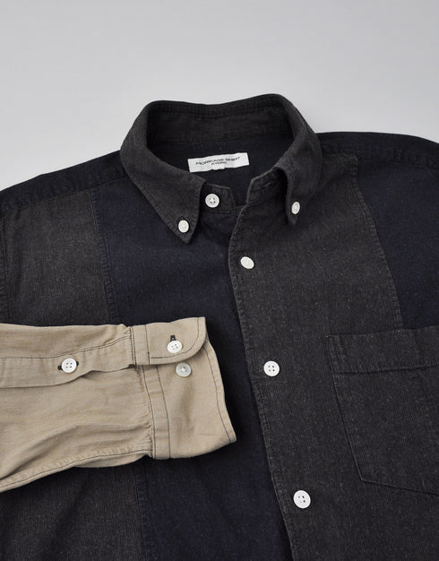 コットンピケのパッチワークシャツ