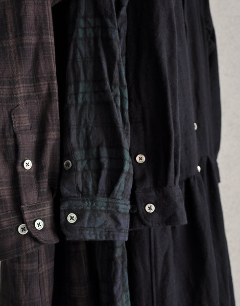 コットンウールの4ギャザーシャツドレス