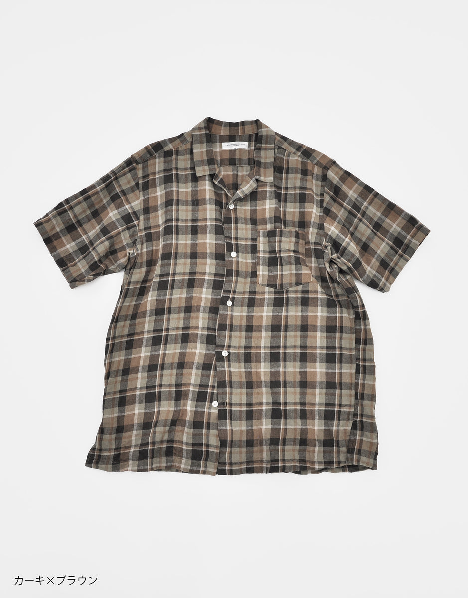 綿麻チェックの半袖オープンカラーシャツ – MORIKAGE SHIRT KYOTO
