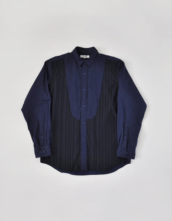 ピンタックとシャンブレーのイカ胸シャツ