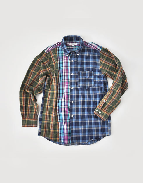 チェックのクレイジーパッチワークシャツ