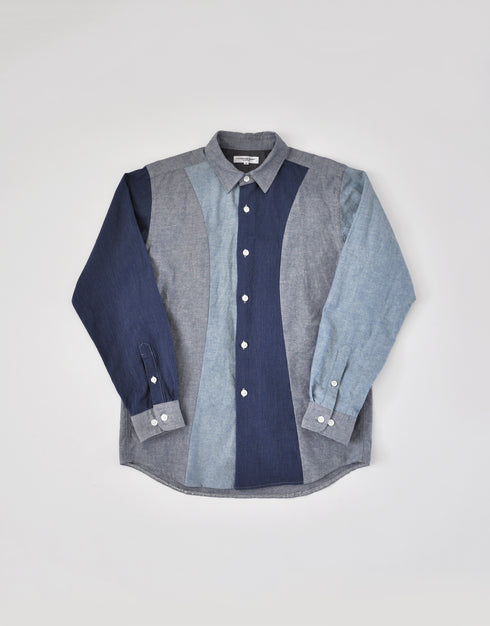 インディゴオックスのカーブラインシャツ