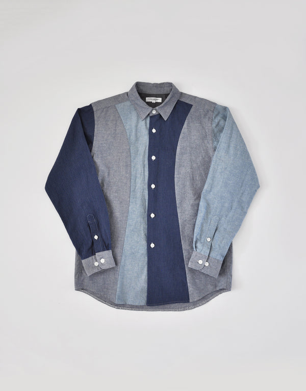 インディゴオックスのカーブラインシャツ