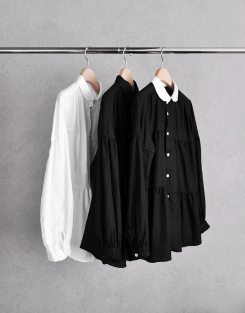 フランス綾の6ギャザーシャツ