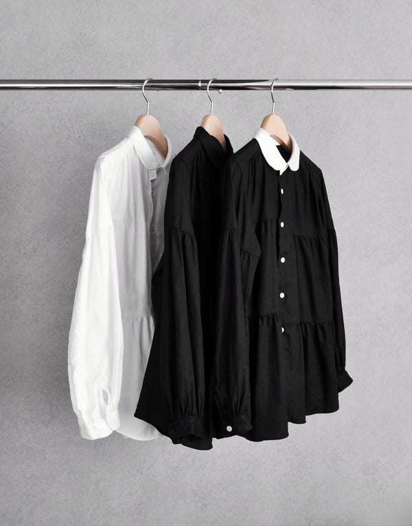 フランス綾の6ギャザーシャツ