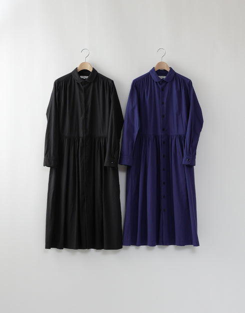 コットンウールのギャザーシャツドレス