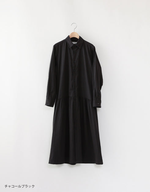 コットンウールの4ギャザーシャツドレス