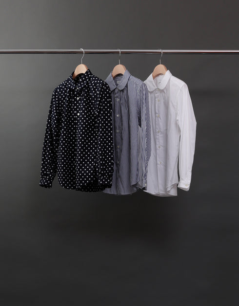 コットンブロードのネックギャザーシャツ