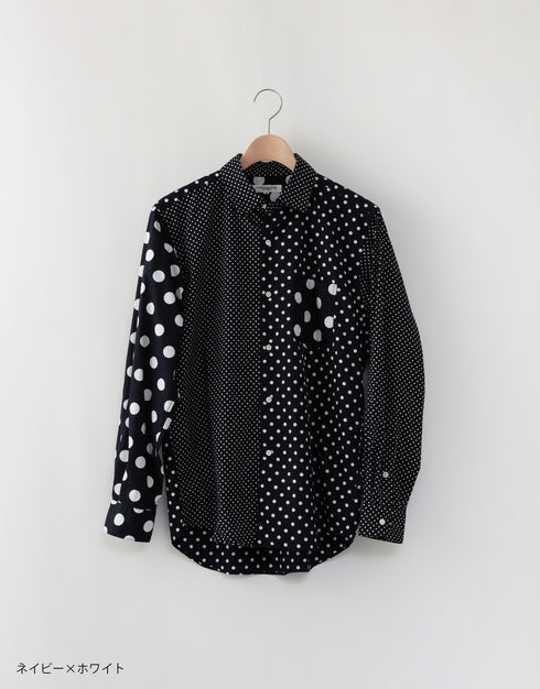 水玉の03パッチワークシャツ