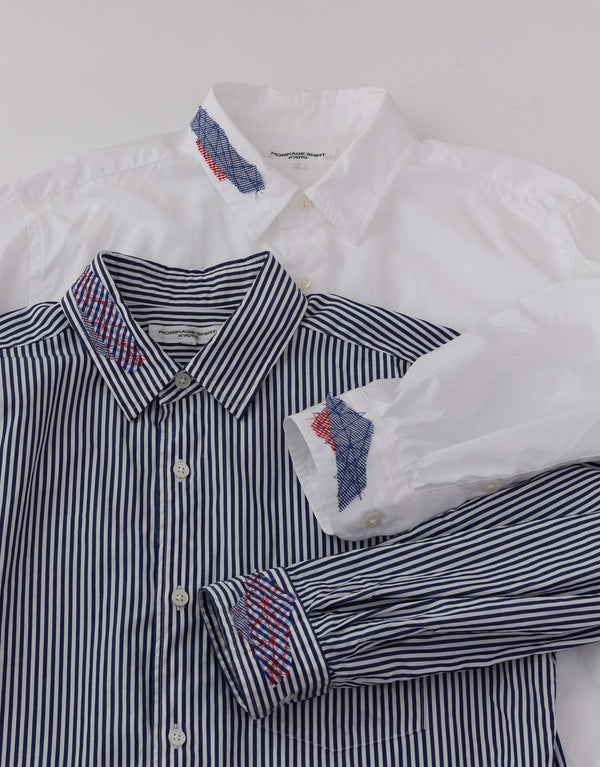 コットンブロードのステッチワークシャツ