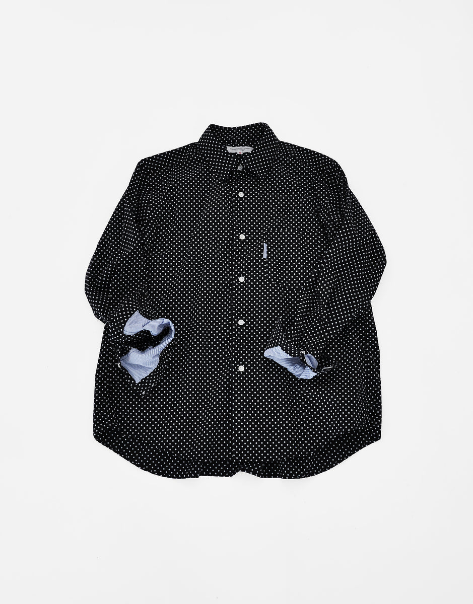 水玉柄のバックギャザー袖口切替シャツ – MORIKAGE SHIRT KYOTO