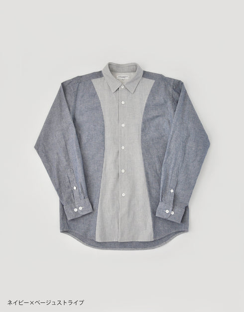 インディゴオックスのカーブラインシャツ