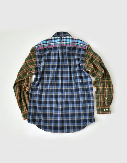 チェックのクレイジーパッチワークシャツ