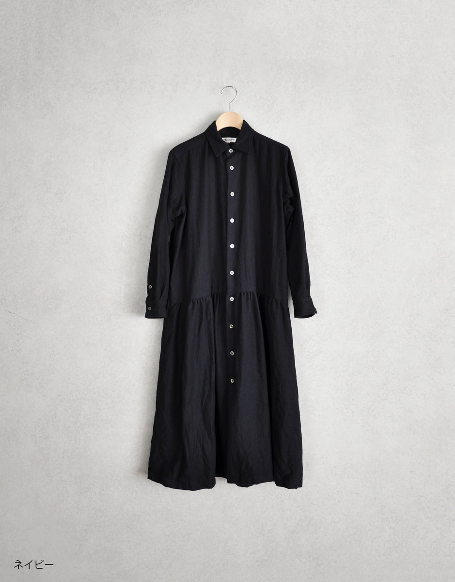 コットンウールの4ギャザーシャツドレス – MORIKAGE SHIRT KYOTO