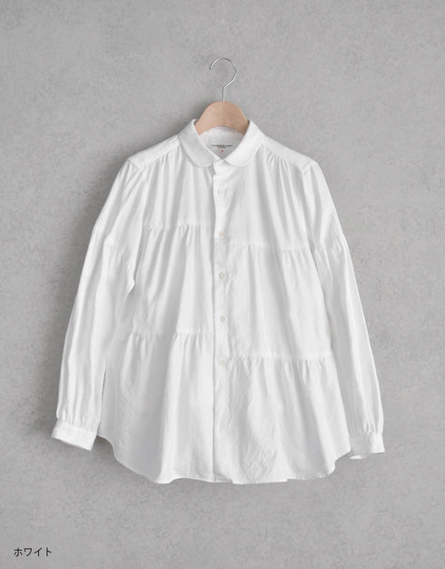 フランス綾の6ギャザーシャツ