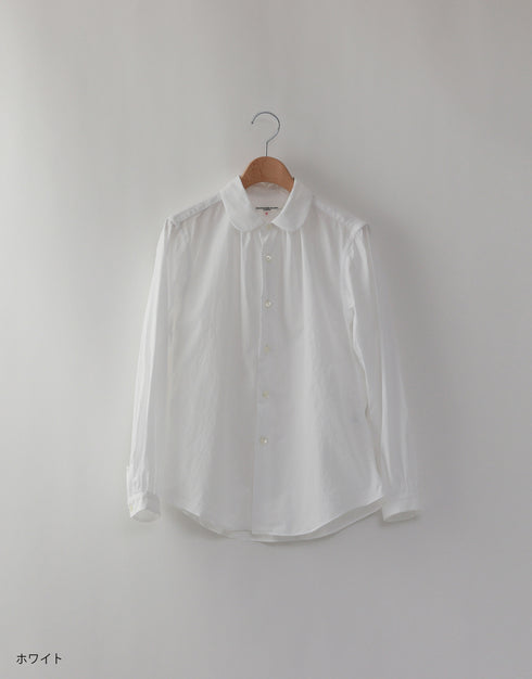 コットンブロードのネックギャザーシャツ