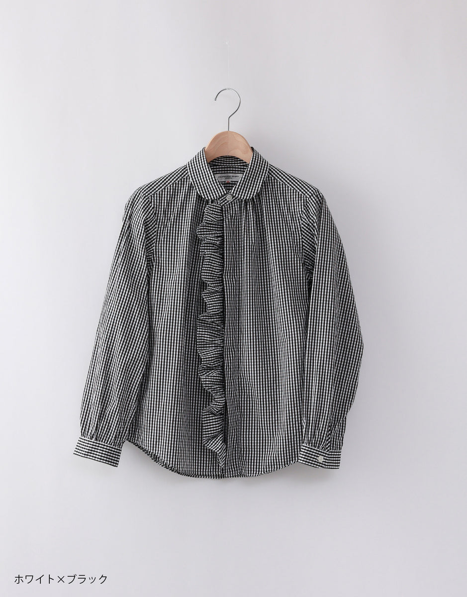 美品 MORIKAGE SHIRT モリカゲシャツ リネン丸襟フリルシャツ パターンドフリルシャツ – MORIKAGE SHIRT KYOTO