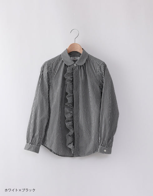 パターンドフリルシャツ