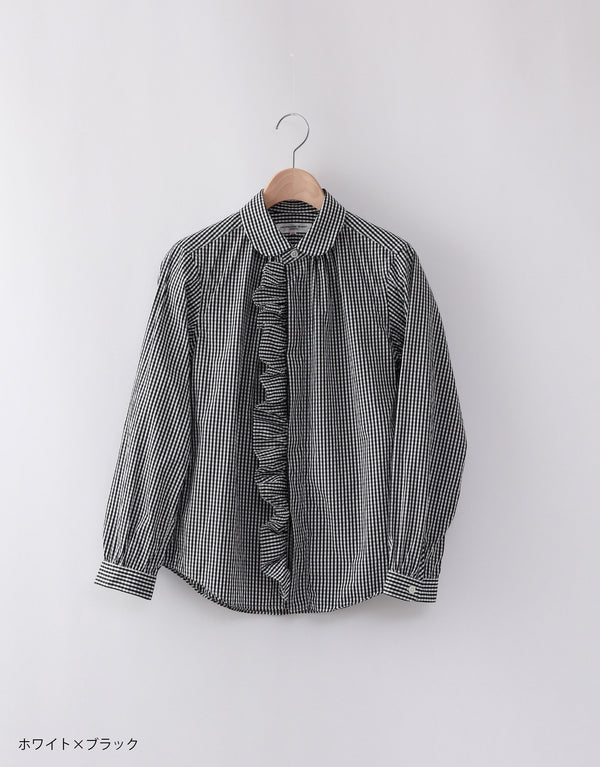 パターンドフリルシャツ