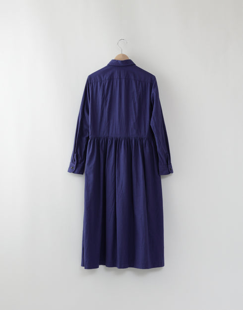 コットンウールのギャザーシャツドレス