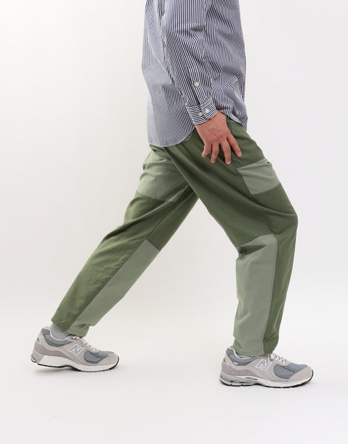 バックサテンのパッチワークパンツ