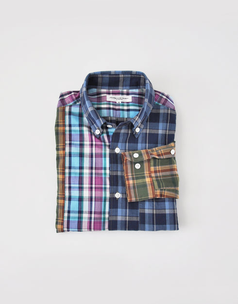 チェックのクレイジーパッチワークシャツ