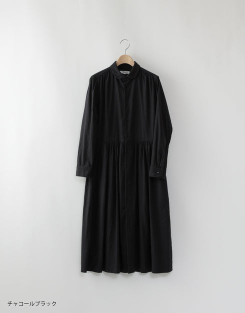 コットンウールのギャザーシャツドレス