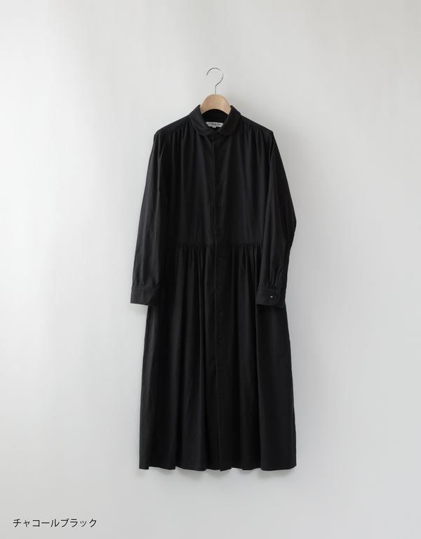 Gathered cotton wool shirt dress