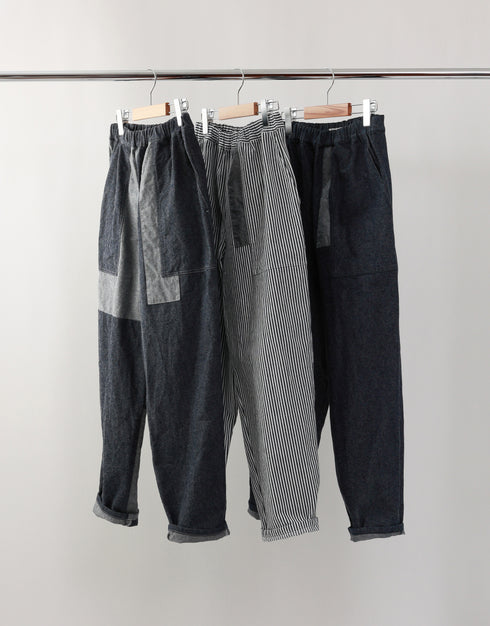 デニムのバックパッチワークパンツ