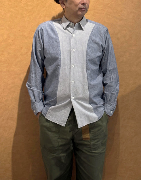 インディゴオックスのカーブラインシャツ