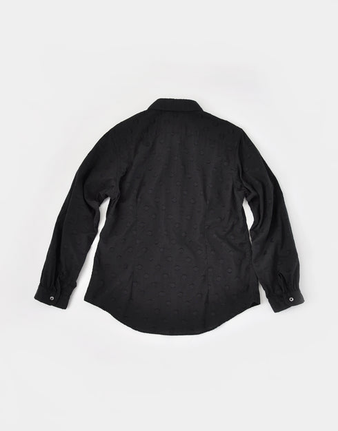 水玉ジャカードのネックギャザーシャツ