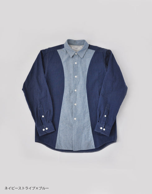 インディゴオックスのカーブラインシャツ