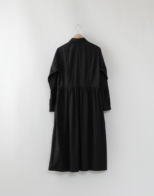 コットンウールのギャザーシャツドレス