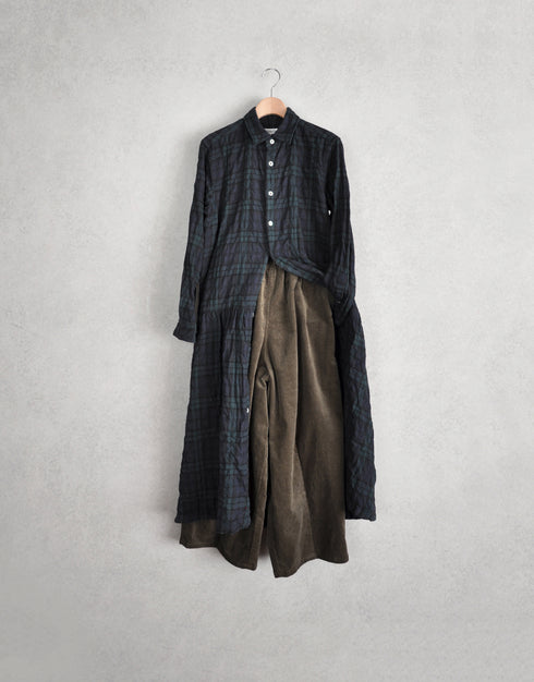 コットンウールの4ギャザーシャツドレス