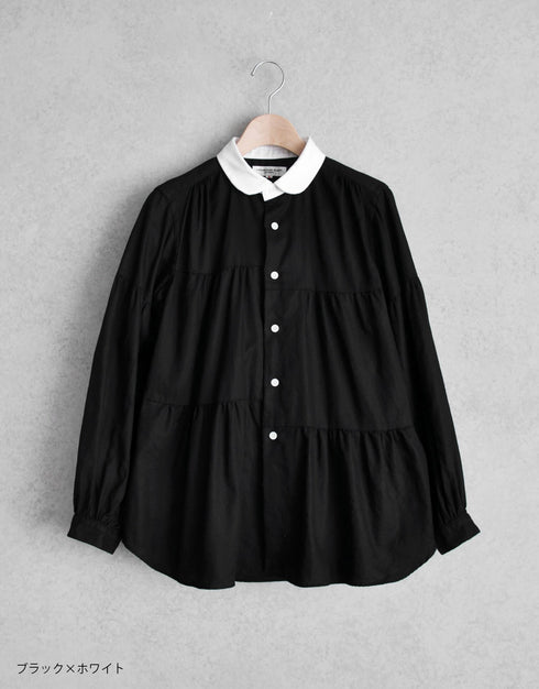 フランス綾の6ギャザーシャツ