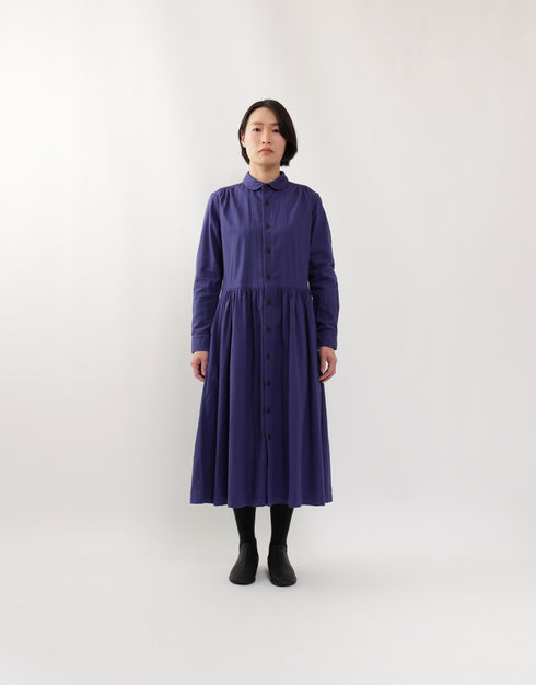 コットンウールのギャザーシャツドレス