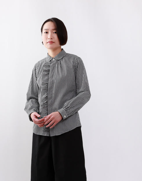 パターンドフリルシャツ