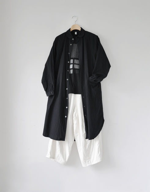 コットンシルクのラグランシャツドレス