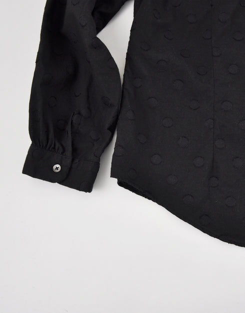 水玉ジャカードのネックギャザーシャツ