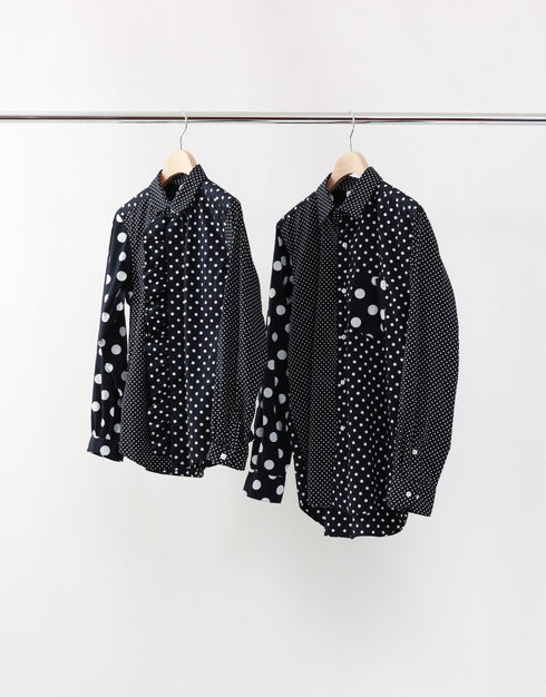 水玉の03パッチワークシャツ