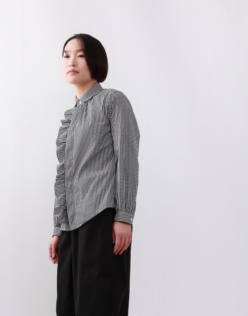 パターンドフリルシャツ