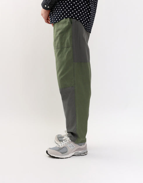 バックサテンのパッチワークパンツ